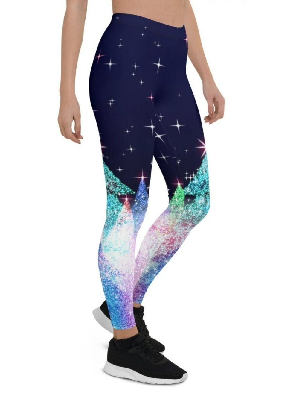 Fiercepulse Shimmery Christmas Tree Print Leggings High Waist Yoga Size 6